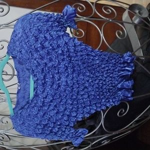 Y2K Blue Women's Popcorn Top  Fits S-L